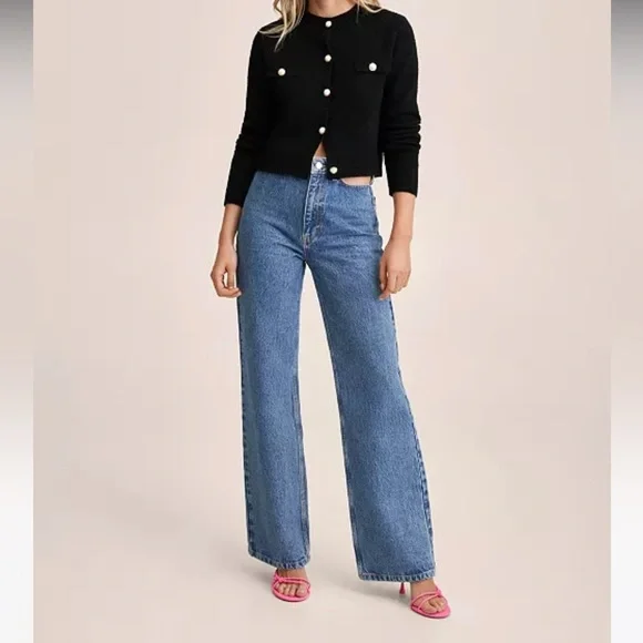 π MANGO Women's Knitted Cardigan with Jewel . - Picture 4 of 10